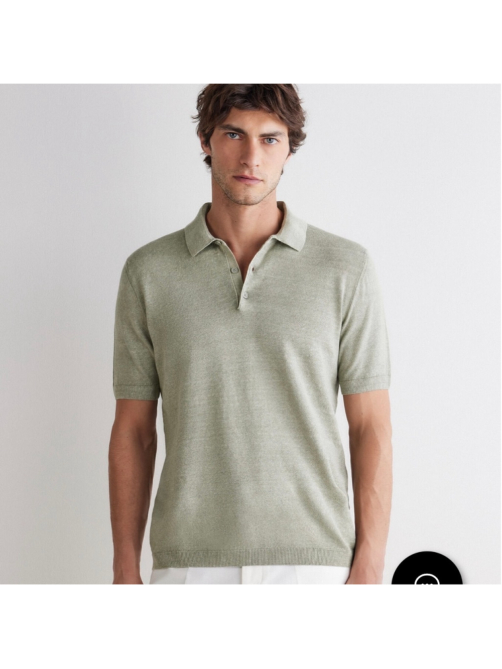 Falconeri Linen Cotton Polo Shirt Jungle Mineral Green M